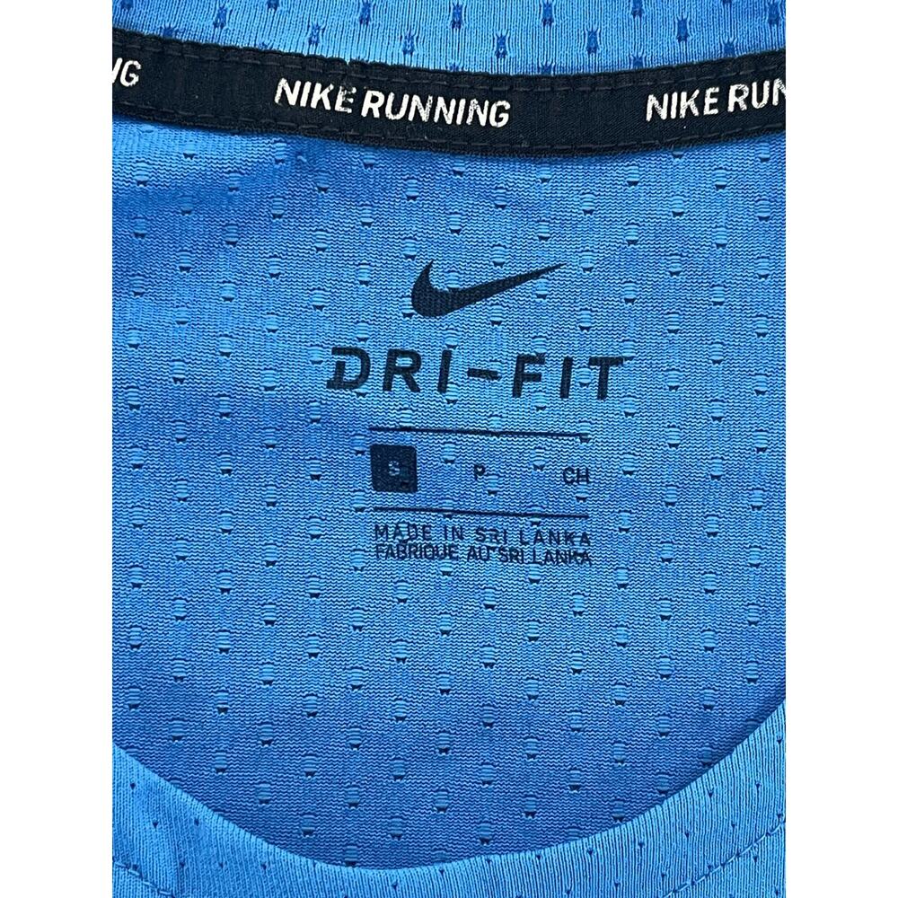 Nike Dri Fit Running Shirt Mens Small Blue Short Sleeve Reflective Athletic - Picture 7 of 8